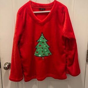 Red fluffy Christmas sweatshirt Sz L